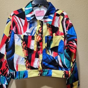 Azalea Wang Colorful Abstract Women's Jacket Small